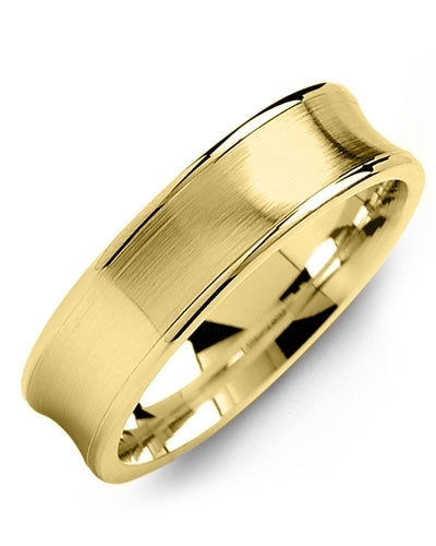 MADANI MEN'S CONCAVE BRUSH POLISHED EDGES WEDDING RING MNS610YY MNS610YY