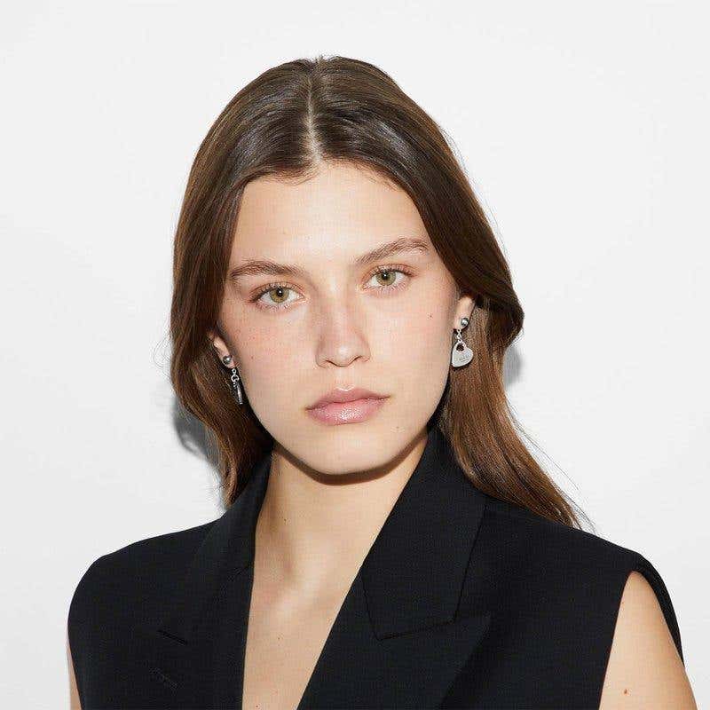 GUCCI TRADEMARK EARRINGS L 32MM SILVER