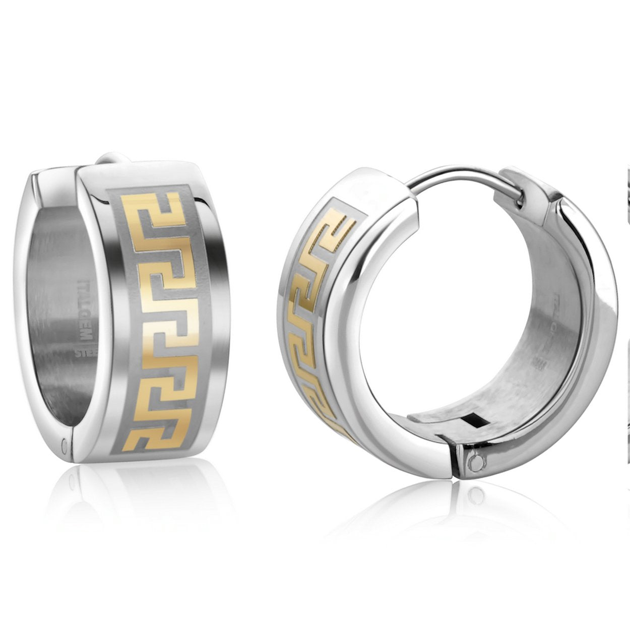 GOLD IP 17.5MM GREEK KEY HUGGIES