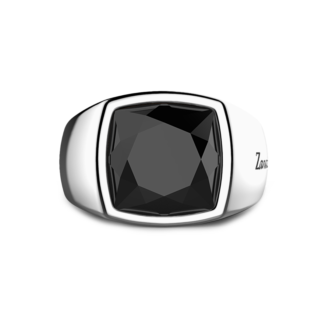 Silver Ring with Large Natural Onyx