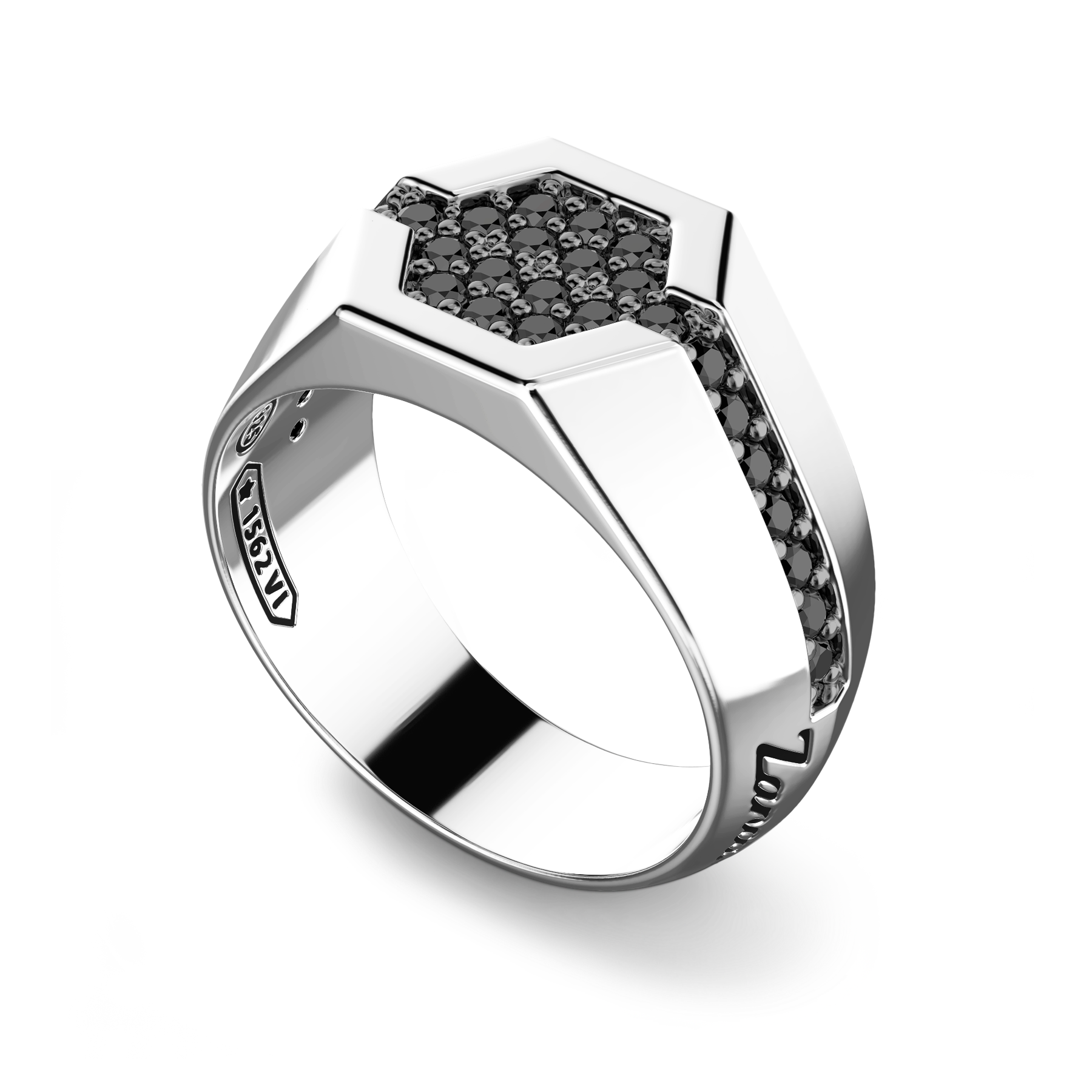 Silver Ring with Black Stones