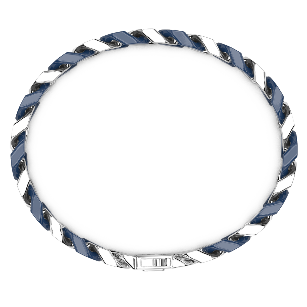 Blue Silver Ceramic Curb Chain Bracelet