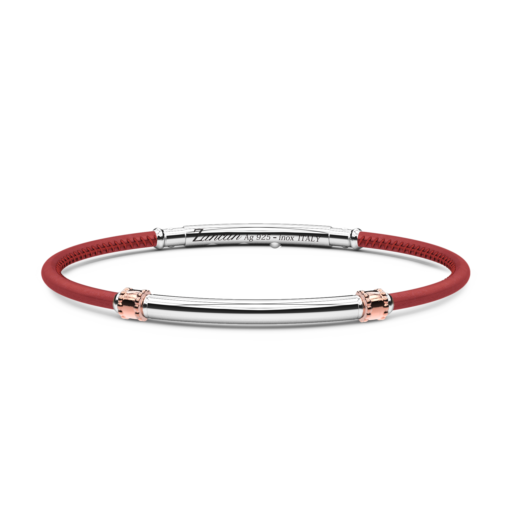 Red Leather Bracelet with Silver Tag