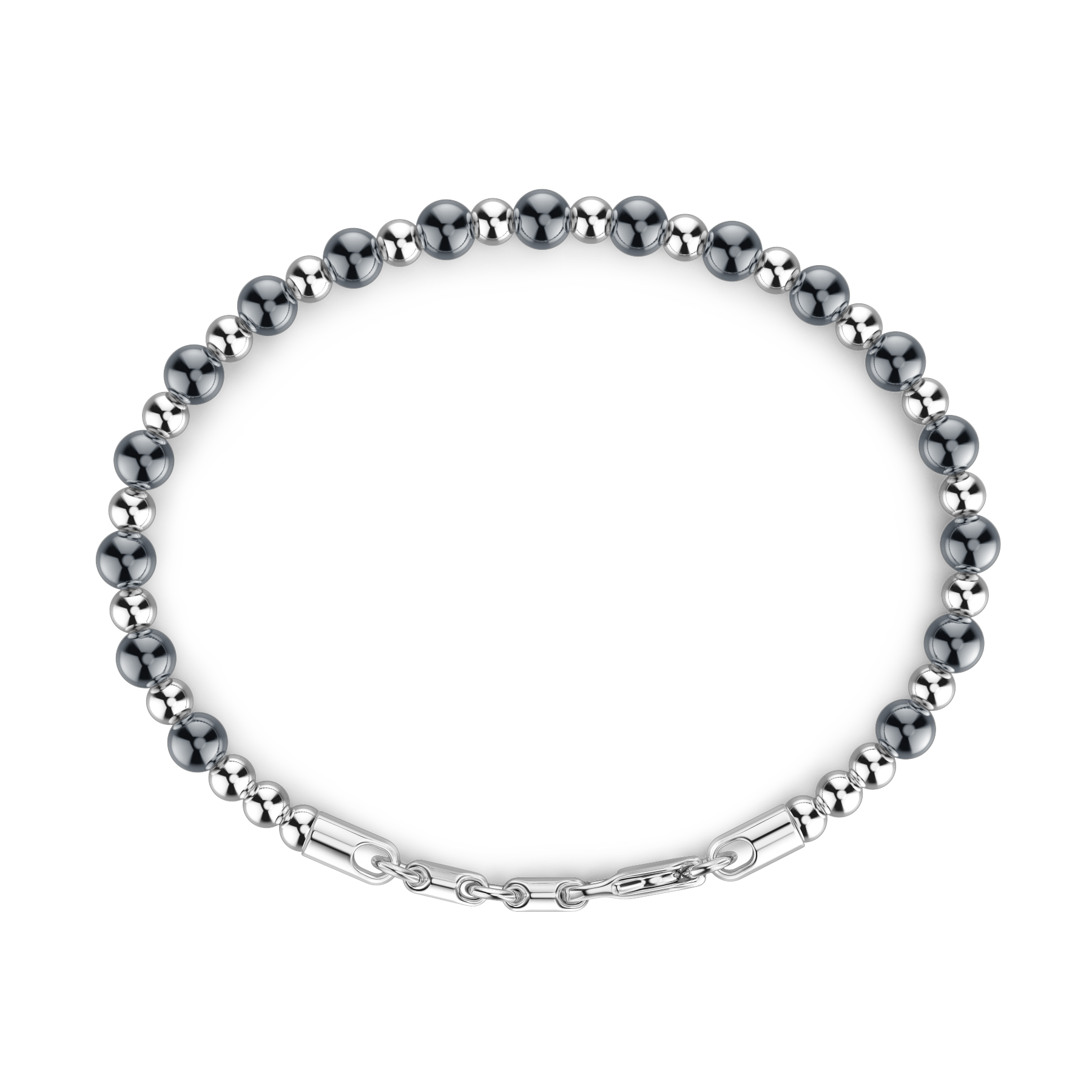 Soft Silver Bracelet with Blue Beads & Hard Natural Stones