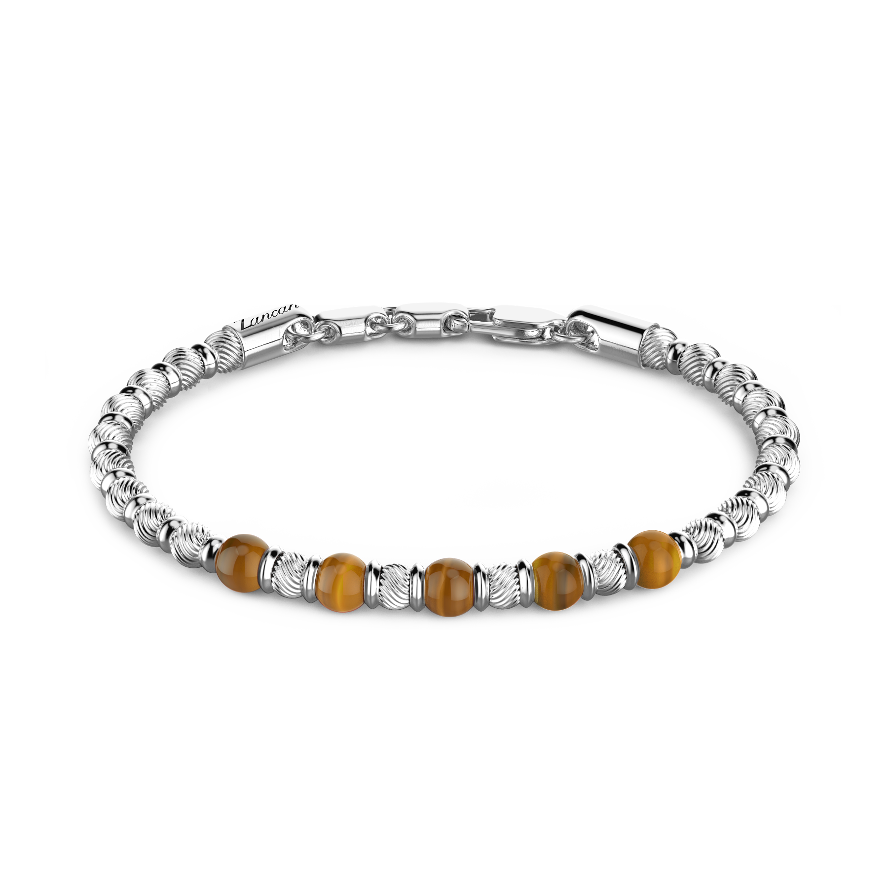 Soft Bracelet with Tiger's Eye & Silver Beads