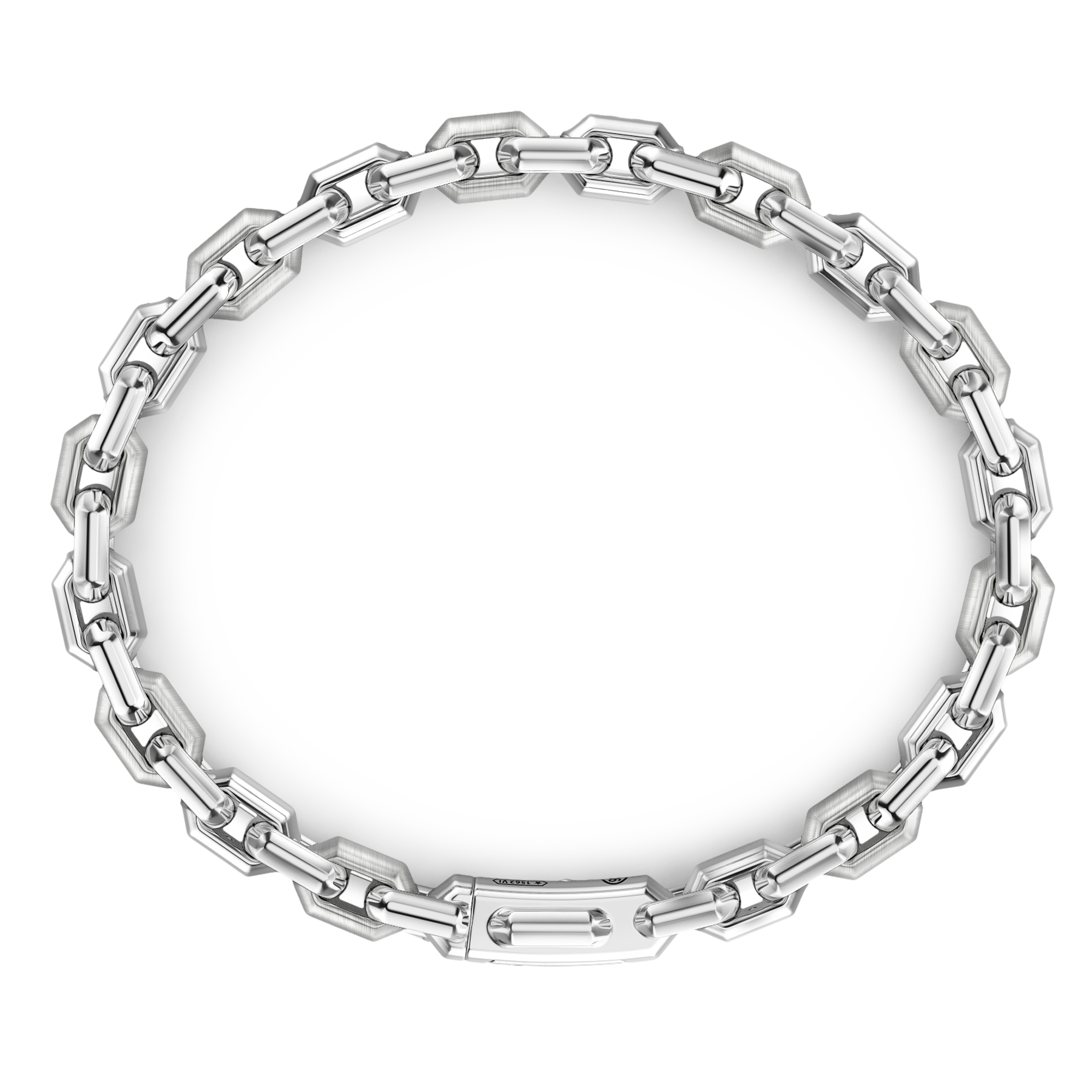 Silver link-only Bracelet with Black Stones