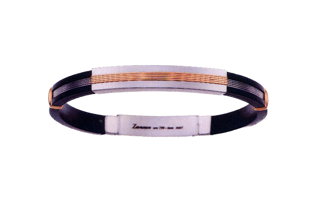Black Silicone Bracelet with Silver Tag & Rose Gold Details