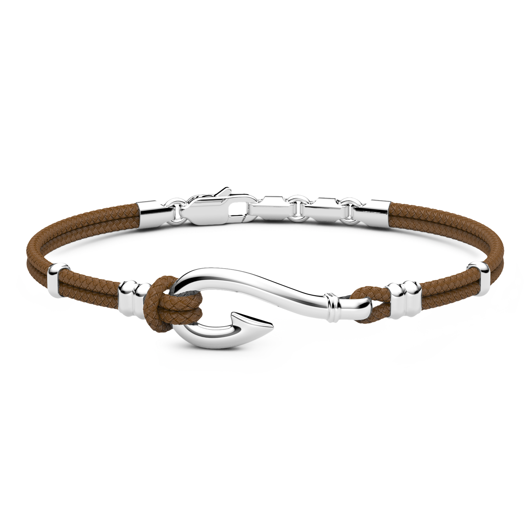 Light Brown & Silver Bracelet with Silver Hook