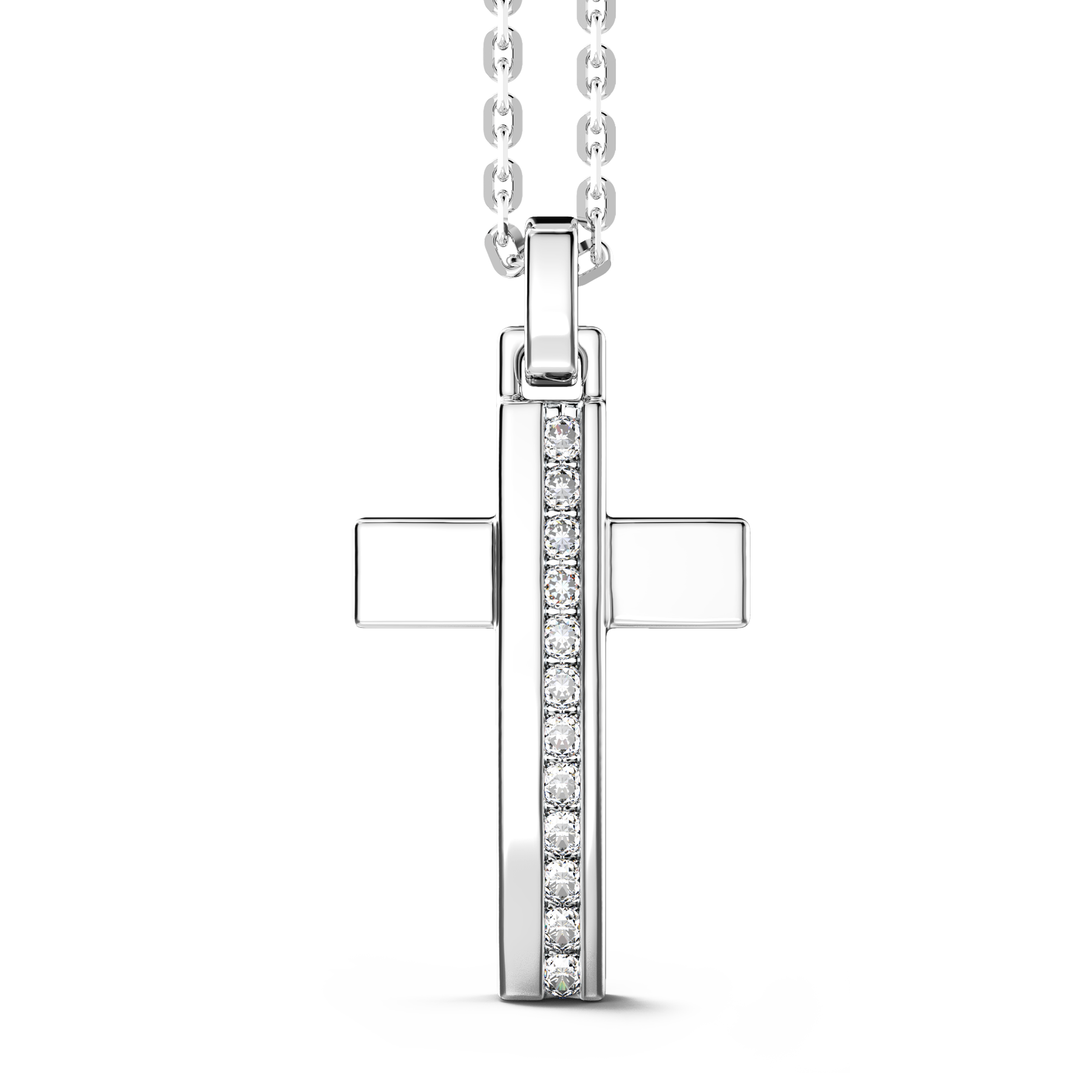 Silver Necklace with Cross Pendant & Stones