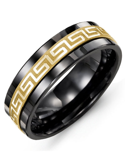 MADANI MEN'S ANCIENT GREEK KEY PATTERN WEDDING BAND MAJ710CY MAJ710CY