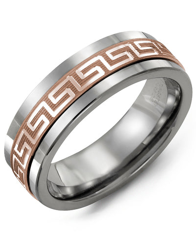 MADANI MEN'S ANCIENT GREEK KEY PATTERN WEDDING BAND MAJ710TP MAJ710TP