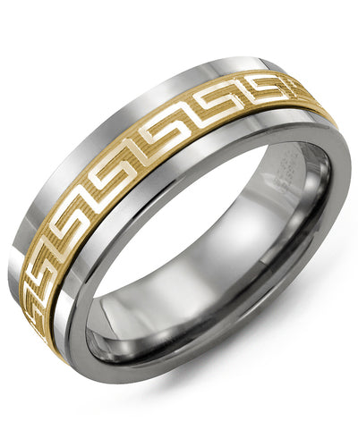 MADANI MEN'S ANCIENT GREEK KEY PATTERN WEDDING BAND MAJ710TY MAJ710TY