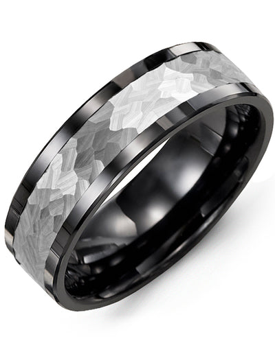 MADANI MEN'S HAMMER EFFECT WEDDING RING MBE710CW MBE710CW