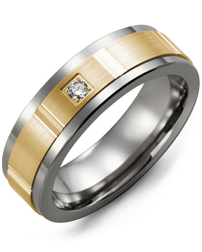 MADANI MEN'S GROOVED DIAMOND WEDDING BAND MDF710TY-5R MDF710TY-5R