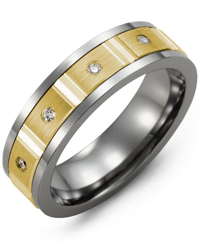 MADANI MEN'S GROOVED ROUND DIAMOND WEDDING BAND MDL710TY-8R MDL710TY-8R