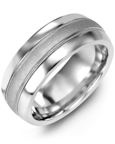 MADANI MEN'S & WOMEN'S CLASSIC DOME MILGRAIN BRUSHED WEDDING RING MFQ610AW MFQ610AW