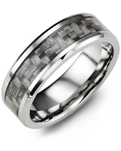 MADANI MEN'S BEVELED CARBON FIBER COBALT WEDDING RING MHK800BR
