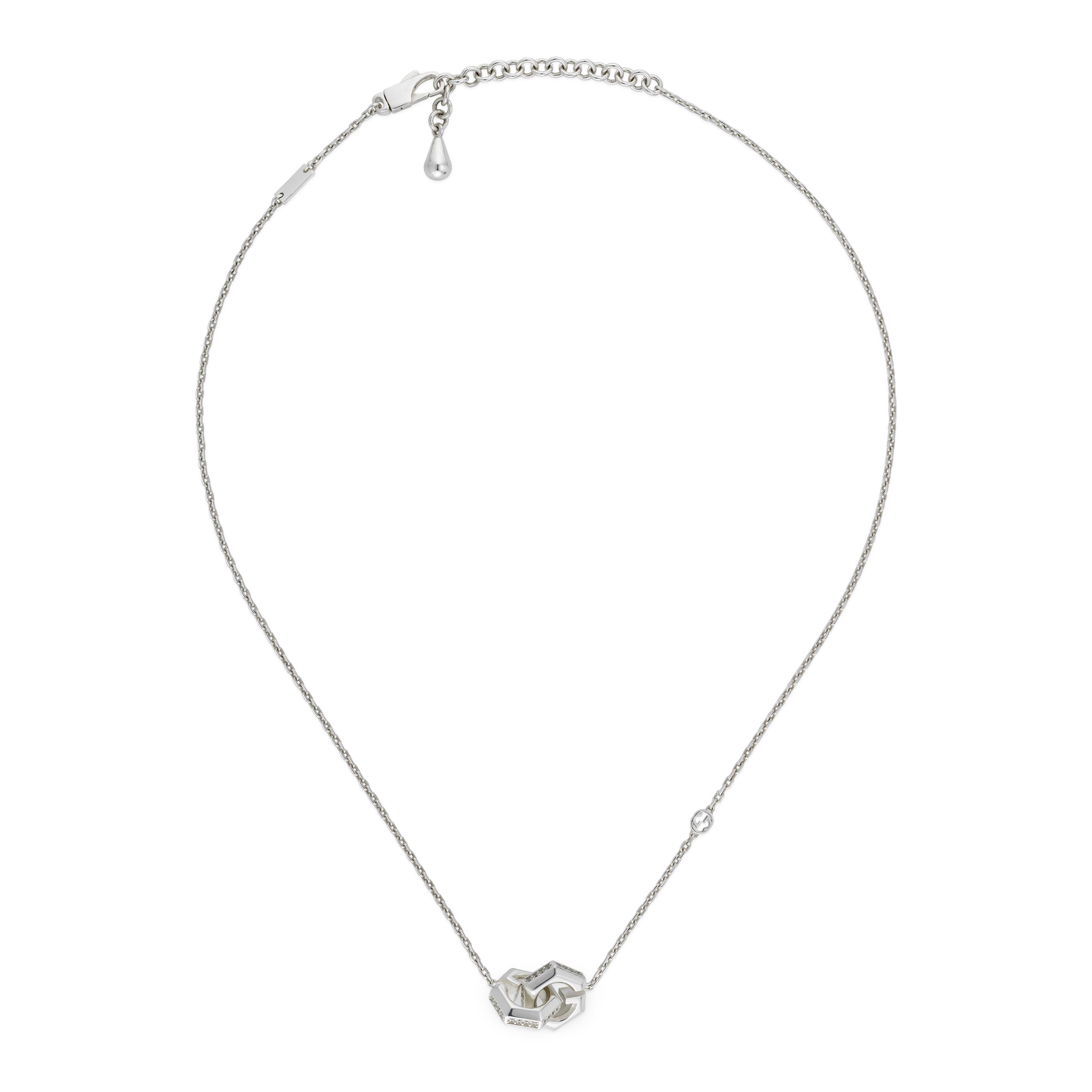 GUCCI G CUBE NECKLACE SILVER&WHITE ZIRCON YBB815095001