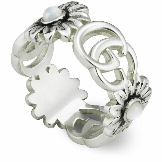 GUCCI GG MARMONT RING 10MM SILVER&WHITE MOP YBC527394003
