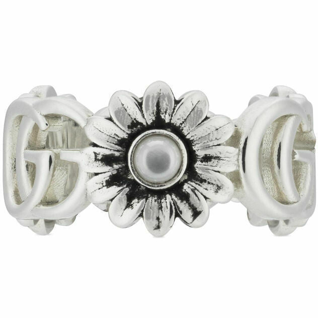 GUCCI GG MARMONT RING 10MM SILVER&WHITE MOP YBC527394003