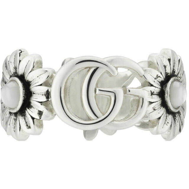GUCCI GG MARMONT RING 10MM SILVER&WHITE MOP YBC527394003