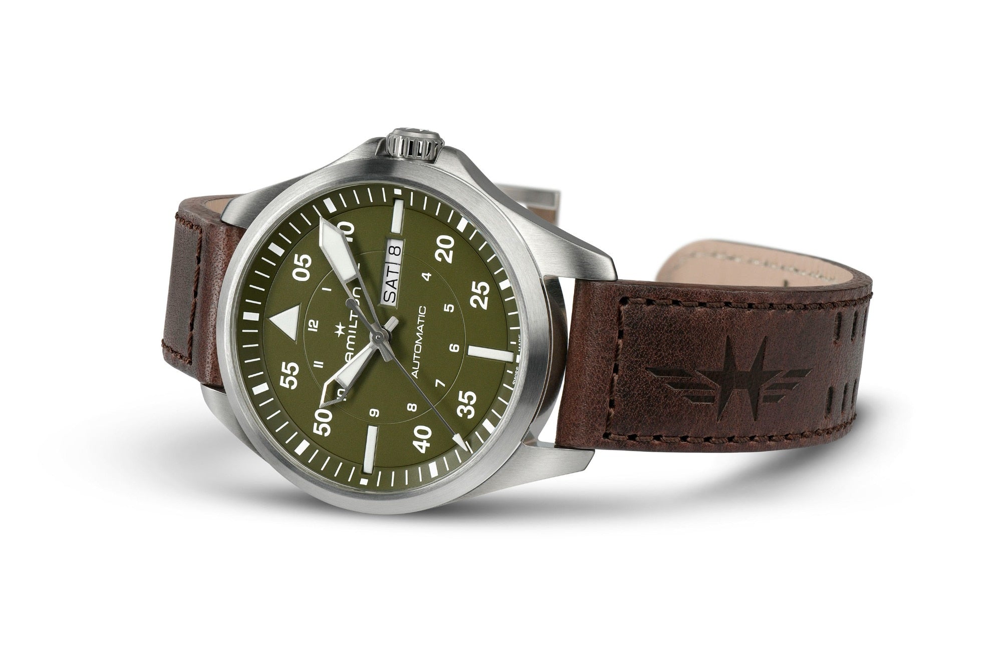 Khaki Aviation Pilot Day Date Auto - H64635560