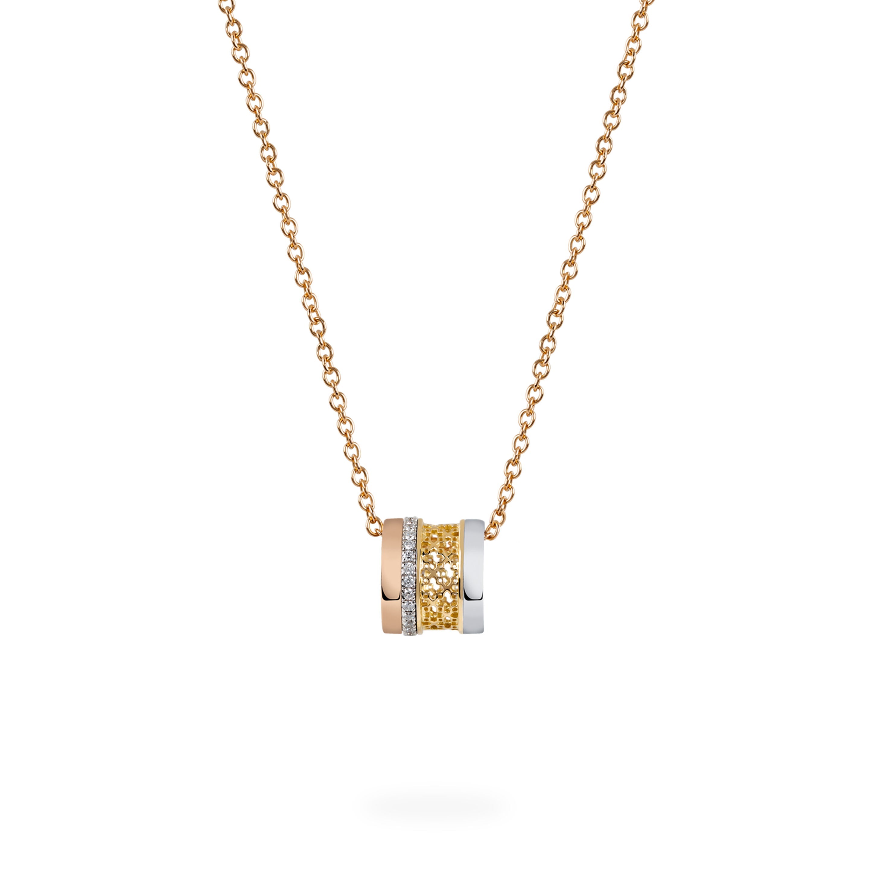 Birks Dare to Dream ® Diamond Barrel Pendant, Tri-Gold 450008640409