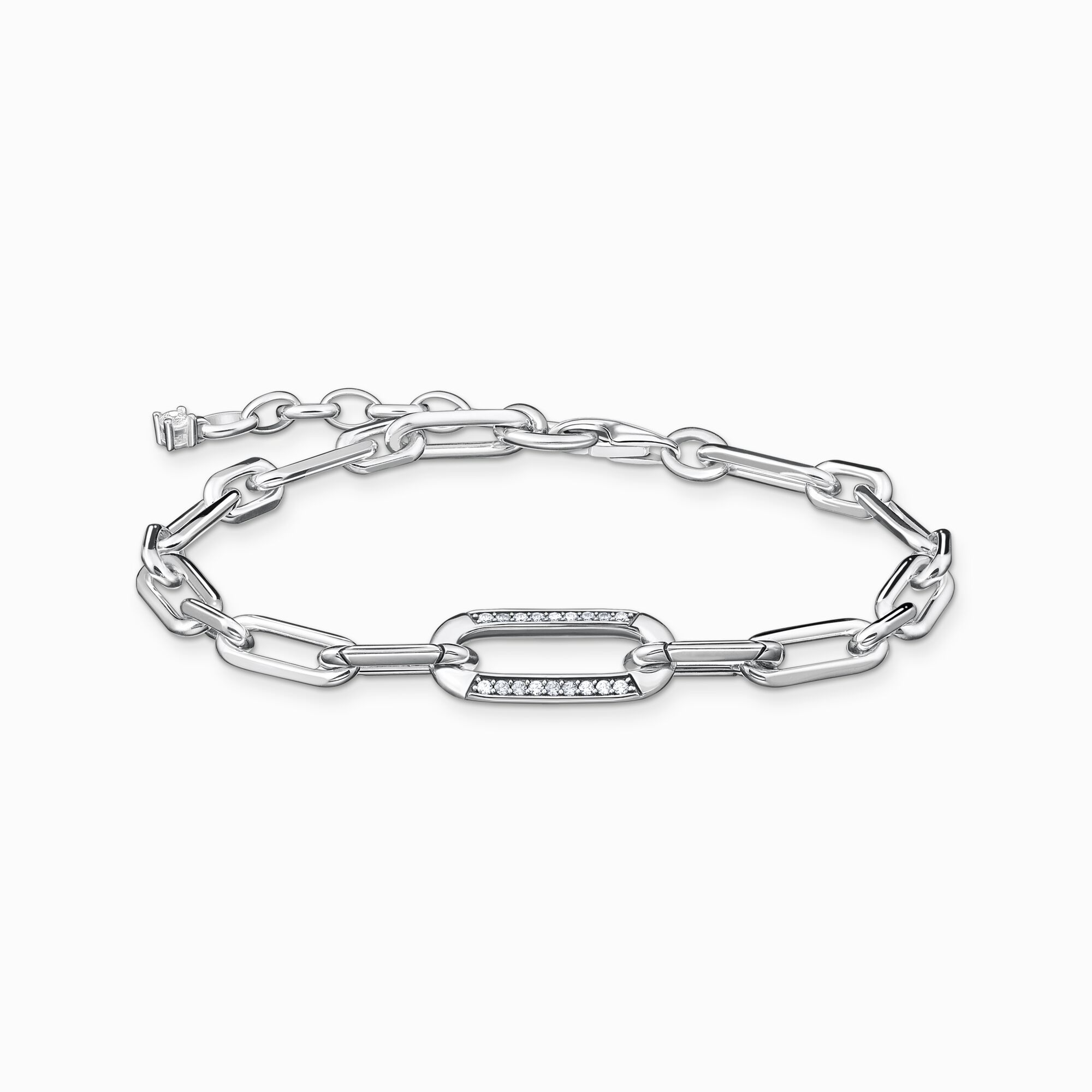 THOMAS SABO Yellow-gold plated link bracelet with anchor element and zirconia A2032-414-14