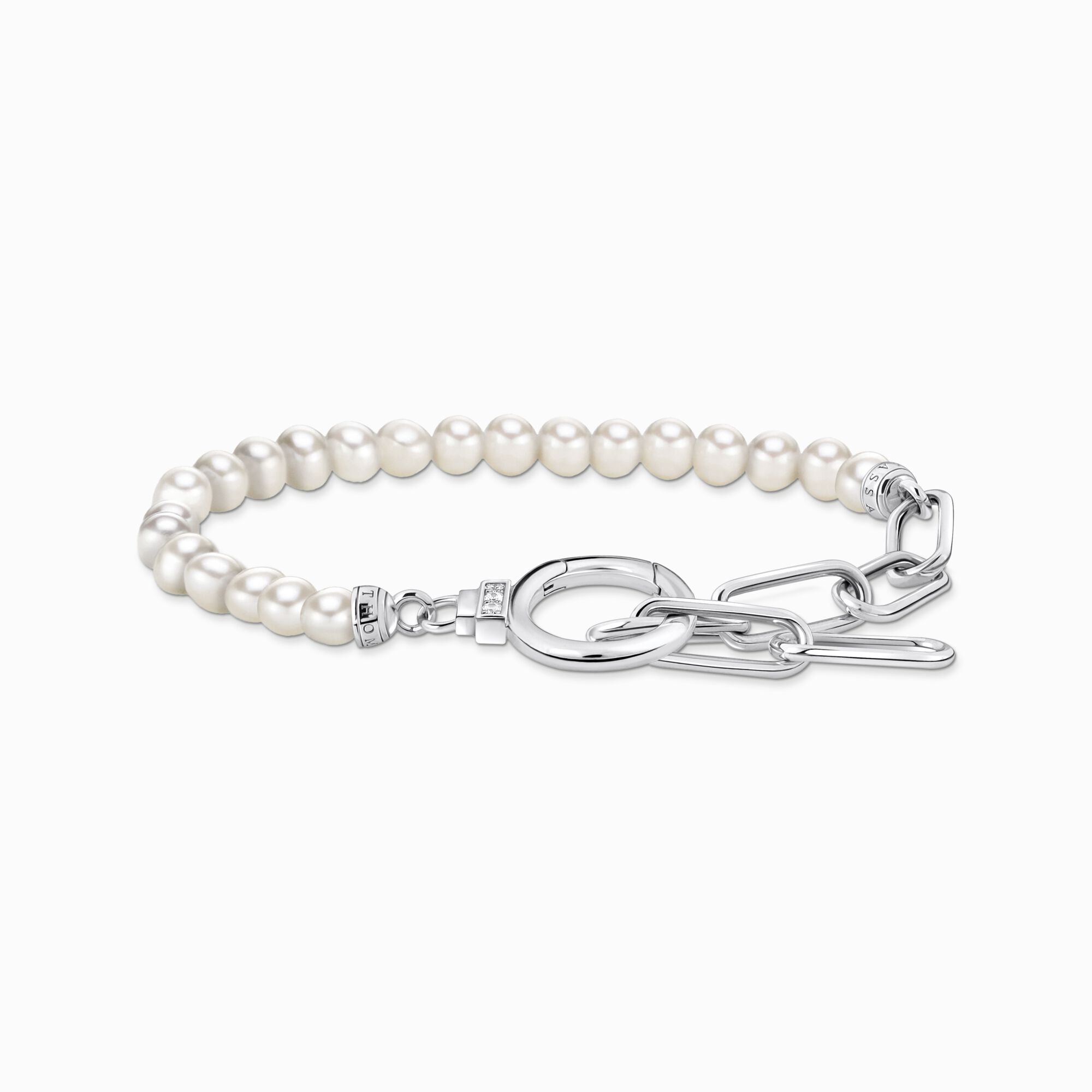 THOMAS SABO Yellow-gold plated bracelet with onyx beads and white zirconia A2134-177-11