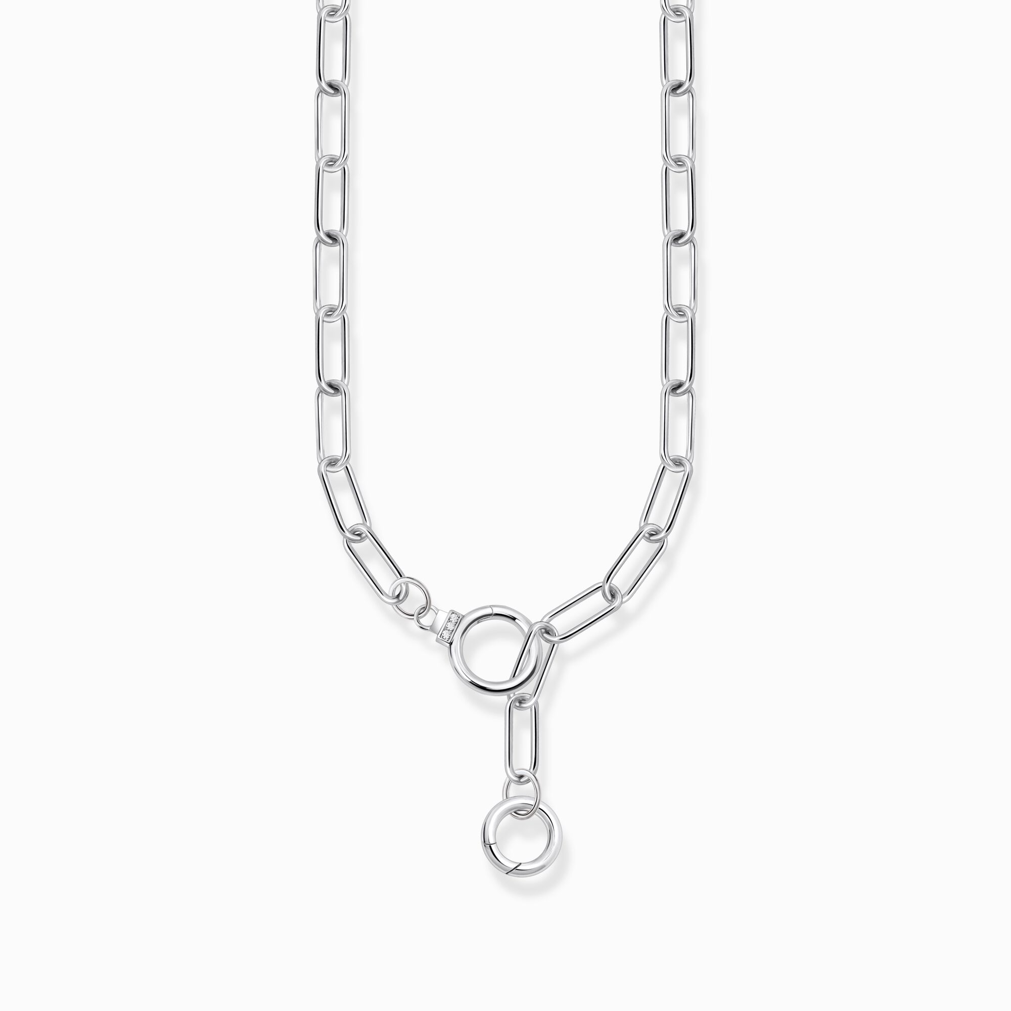 THOMAS SABO Yellow-gold plated link necklace with ring clasps and zirconia KE2192-414-14