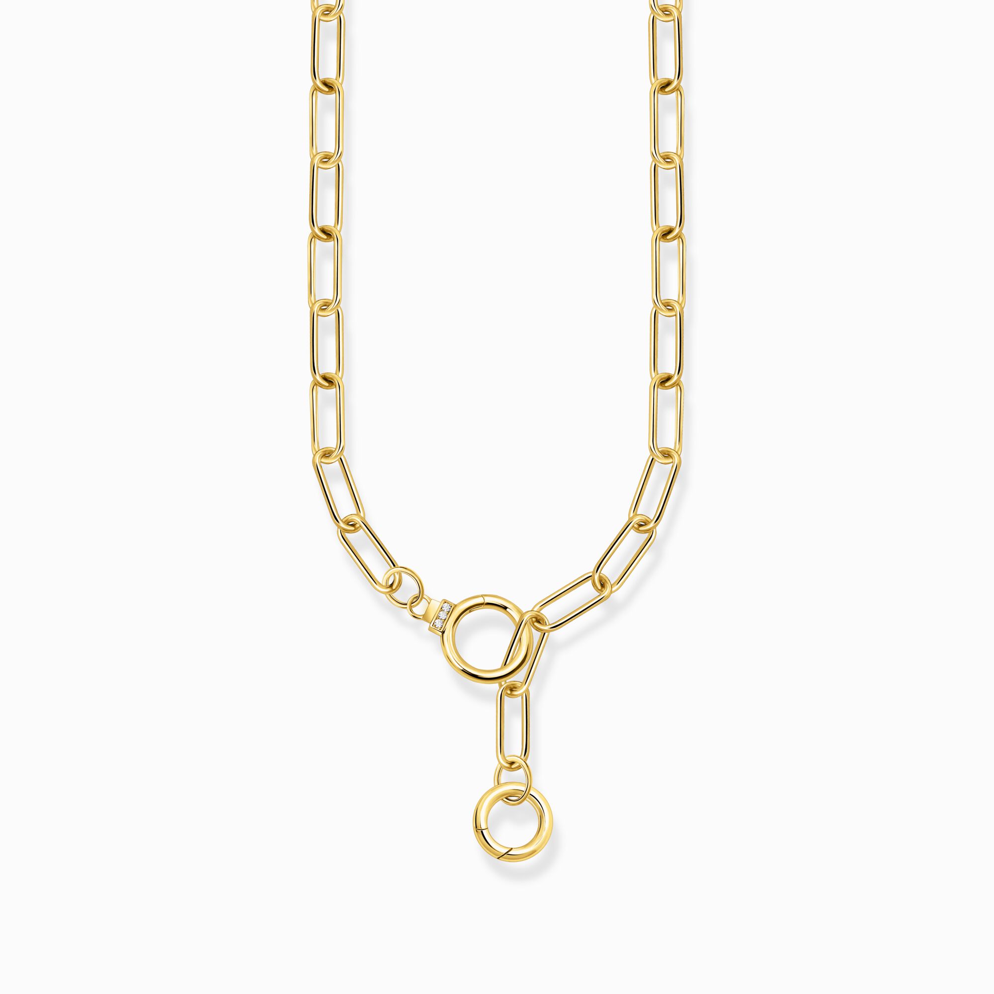 THOMAS SABO Yellow-gold plated link necklace with ring clasps and zirconia KE2192-414-14