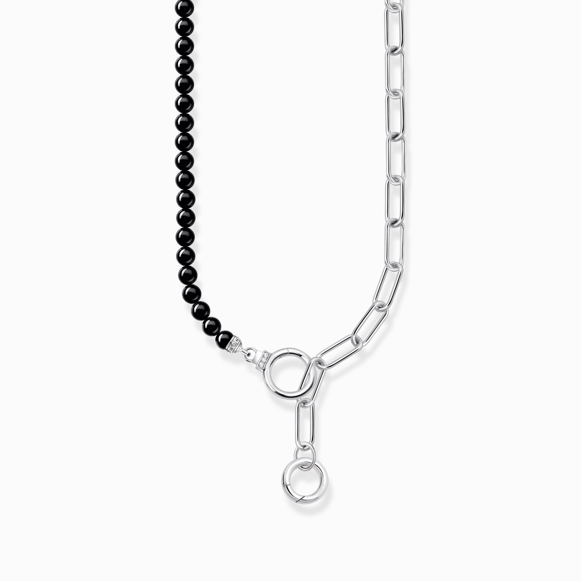 THOMAS SABO Yellow-gold plated necklace with onyx beads and white zirconia KE2193-177-11