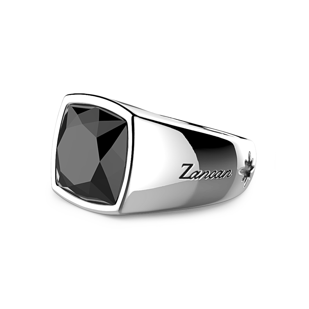 Silver Ring with Large Natural Onyx