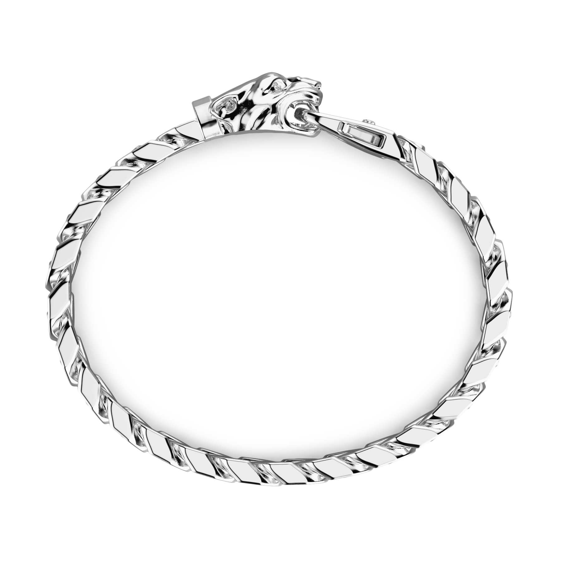 Panther Head Silver Bracelet