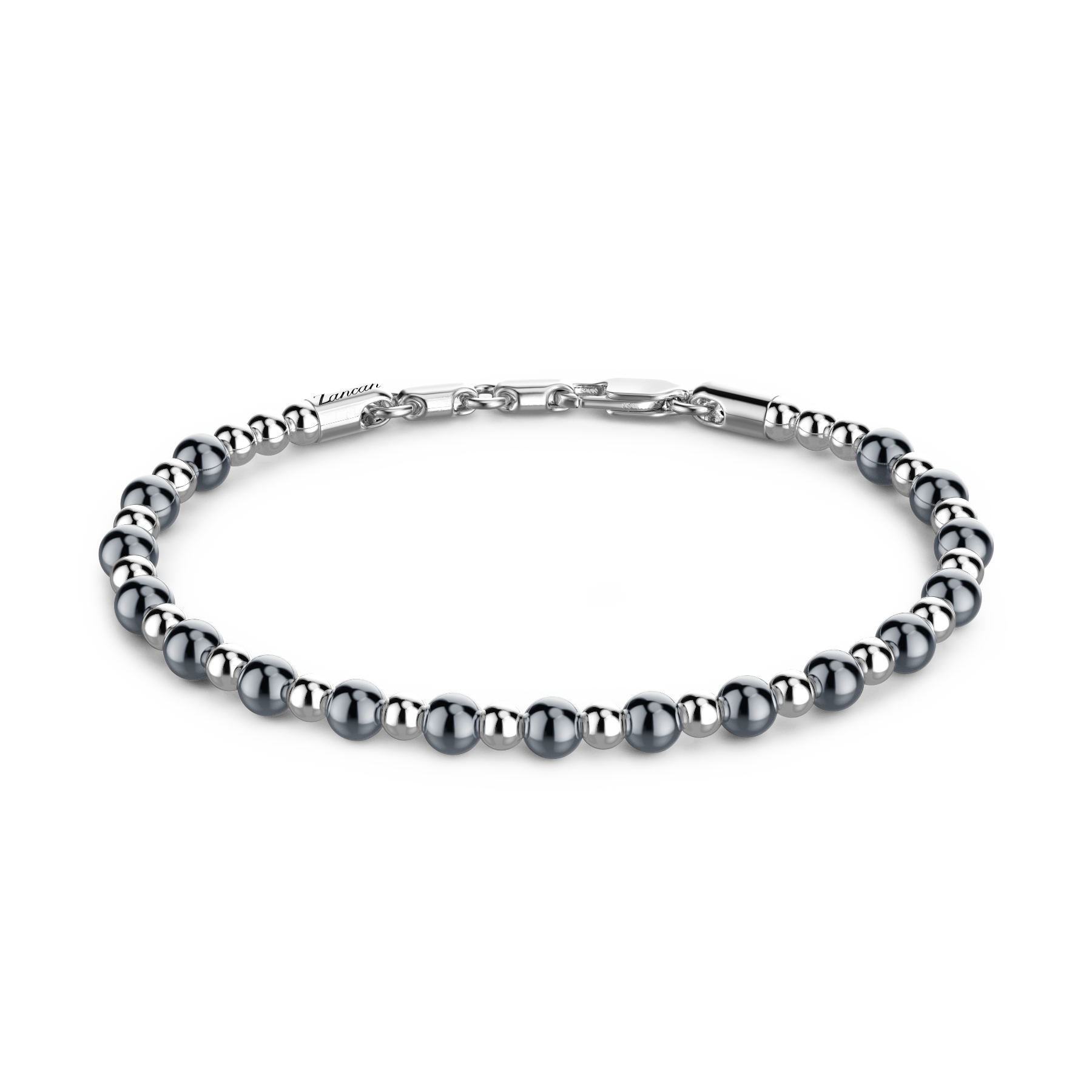 Soft Silver Bracelet with Blue Beads & Hard Natural Stones