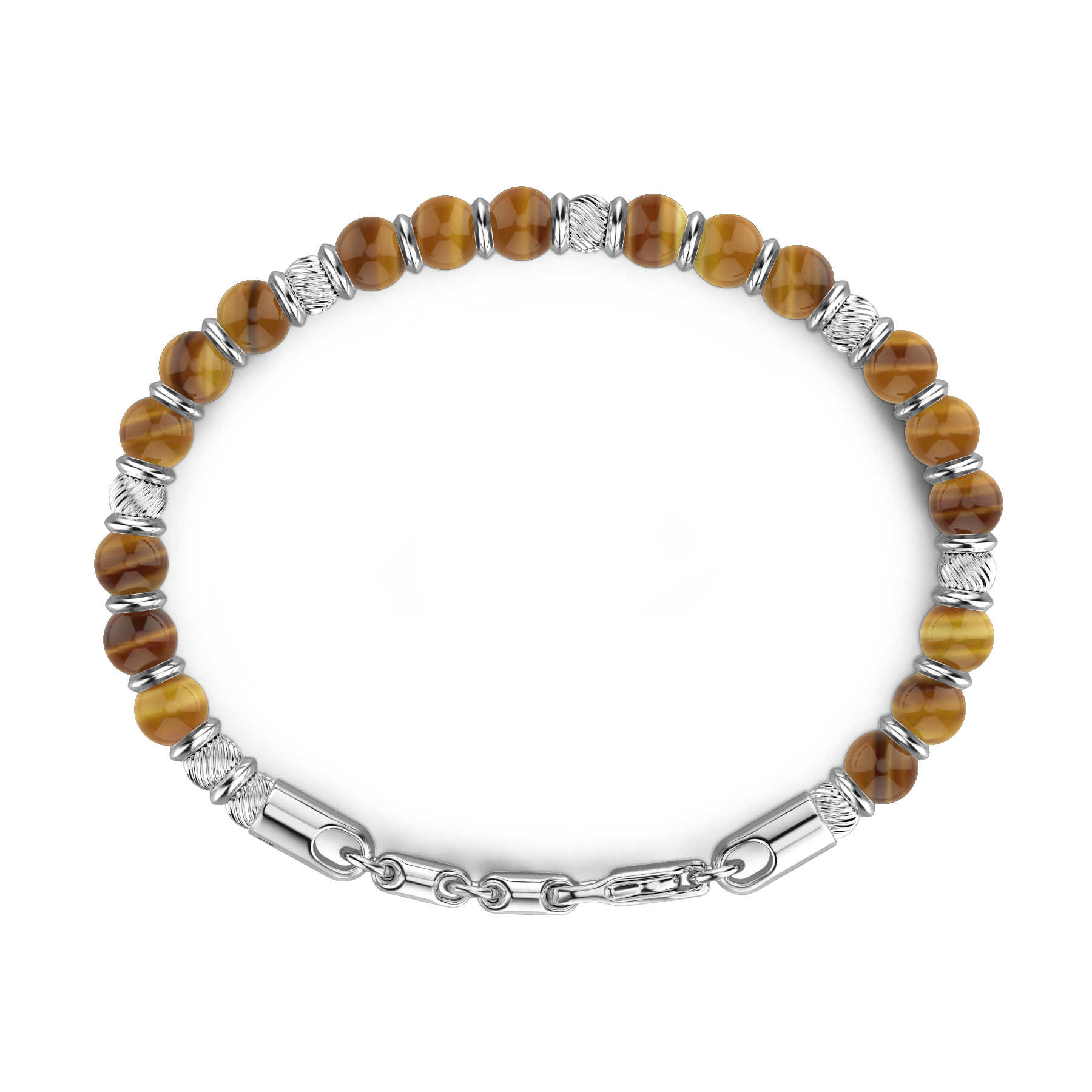 Soft Silver Bracelet with Walnut Beads & Hard Natural Stones