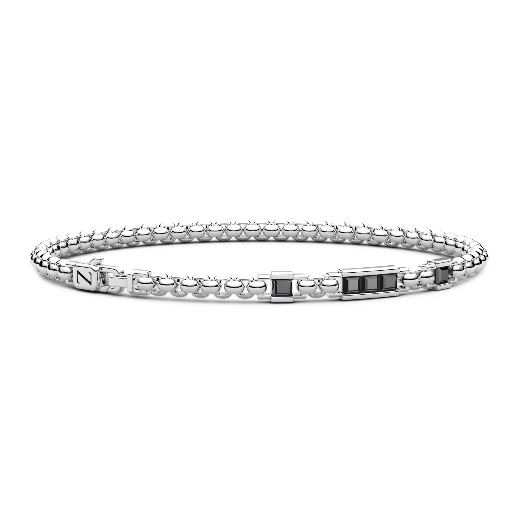 Silver Bracelet with Black Stones