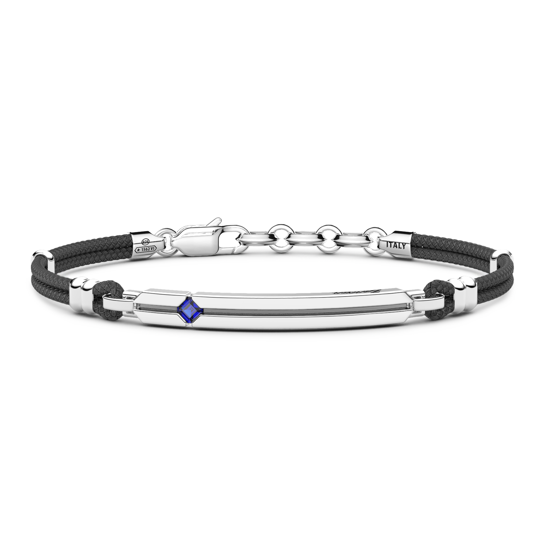 Black Kevlar Bracelet with Blue Stone
