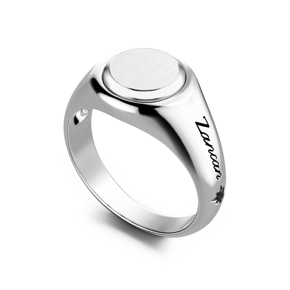 Round Silver Signet Ring