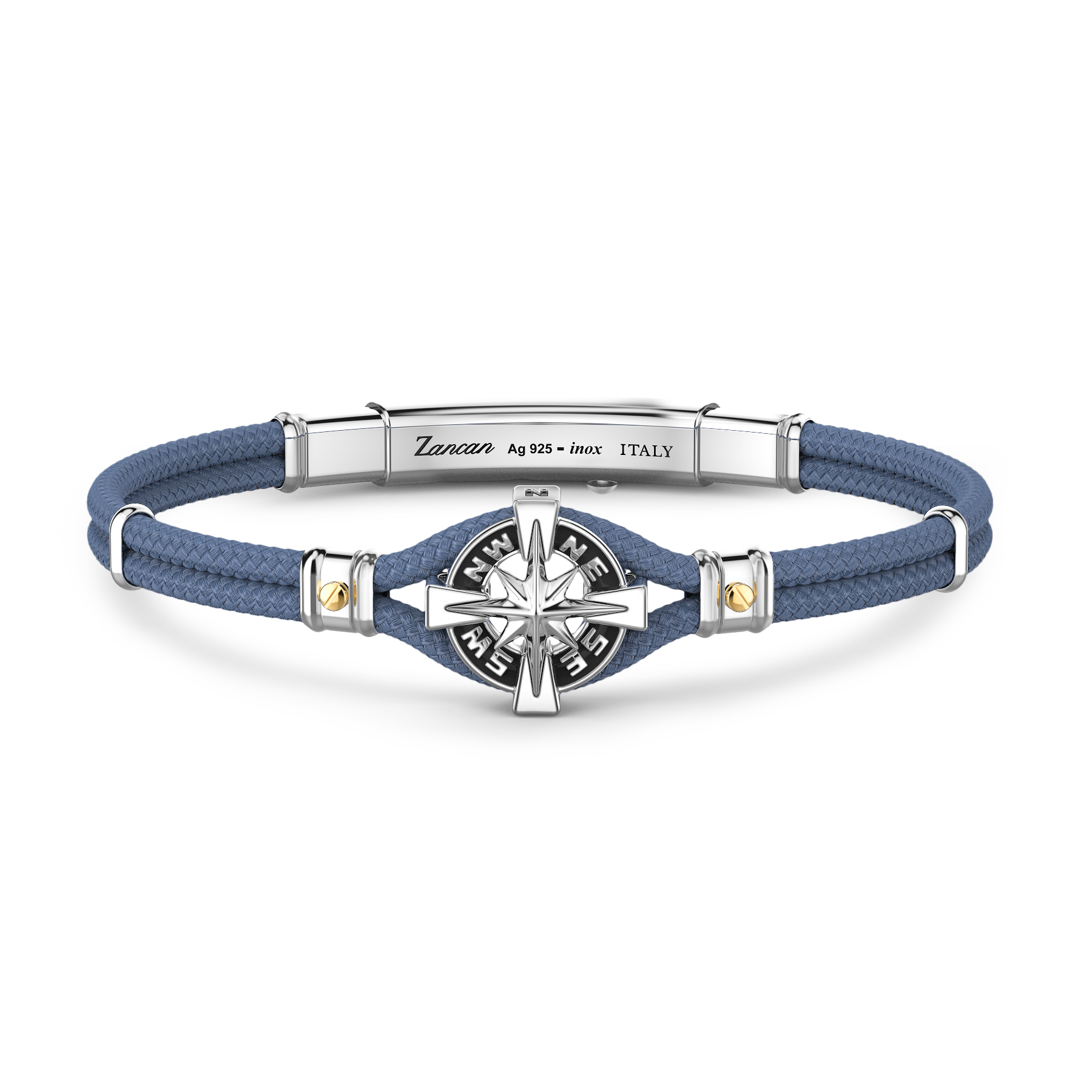 Cadet Blue Kevlar Bracelet with Silver Wind Rose