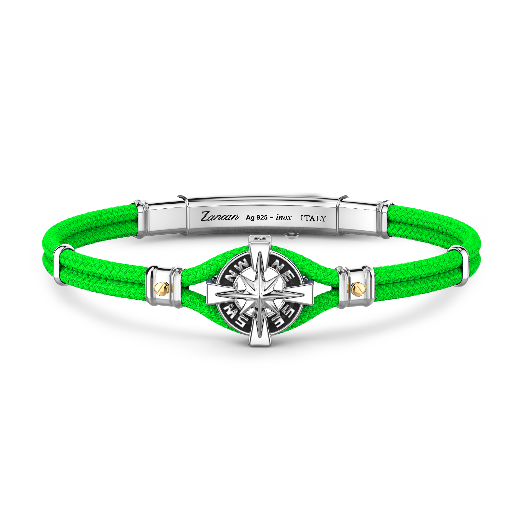 Green Kevlar Bracelet with Silver Wind Rose