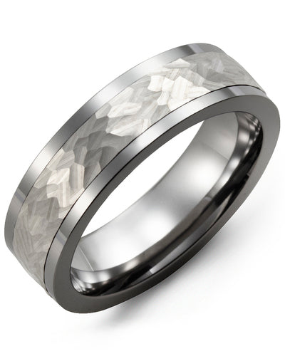 MADANI MEN'S HAMMER EFFECT WEDDING RING MBE710TW MBE710TW