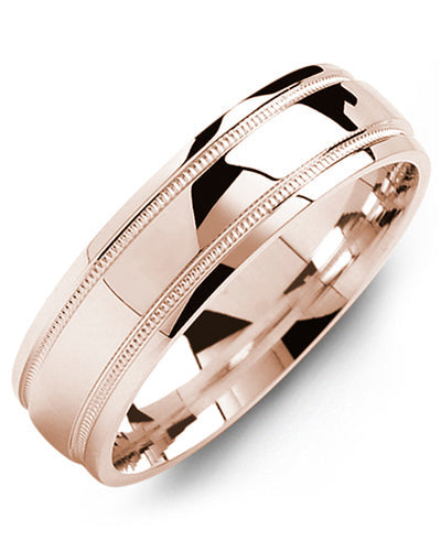 MADANI MEN'S POLISHED DOME MILGRAIN WEDDING RING MNW610PP MNW610PP
