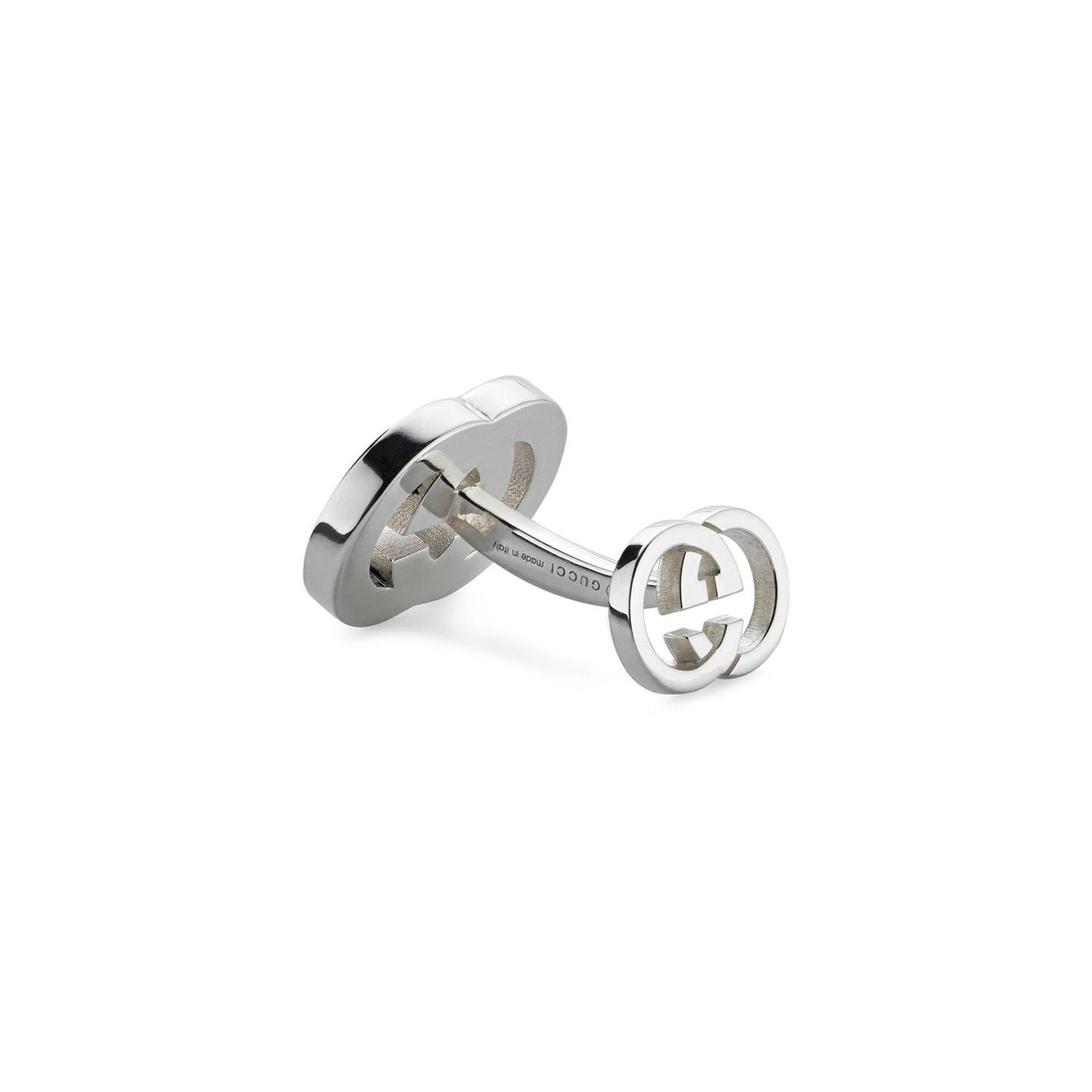 GUCCI INTERLOCKING G CUFFLINKS SILVER&BLACK ENAMEL YBE815048001