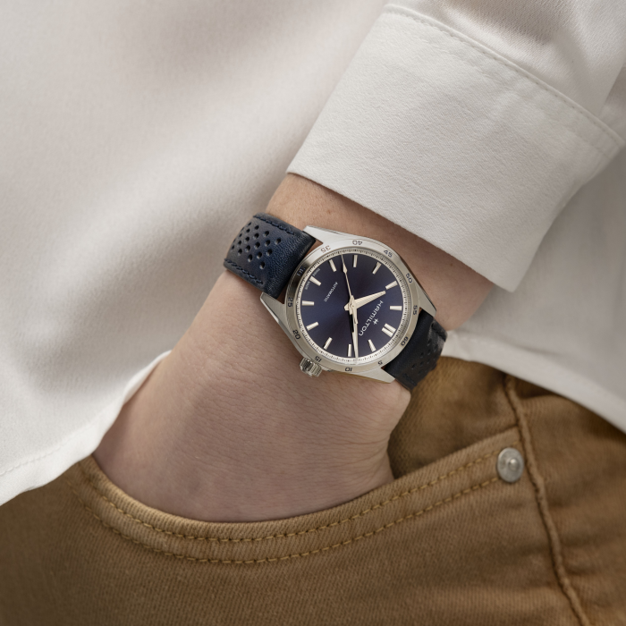 HAMILTON JAZZMASTER PERFORMER AUTO 34mm - Blue Dial w Leather Strap H36115640