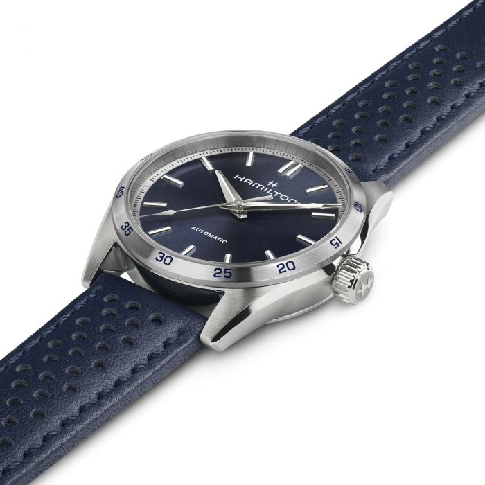 HAMILTON JAZZMASTER PERFORMER AUTO 34mm - Blue Dial w Leather Strap H36115640