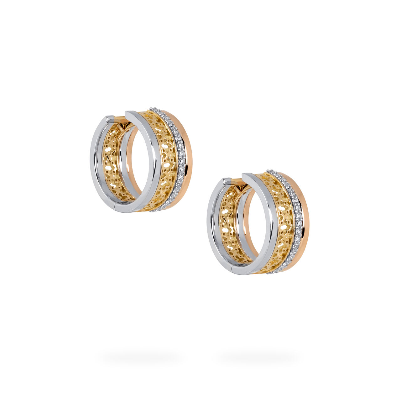 Birks Dare to Dream ® Diamond Huggie Earrings, Tri-Gold 450014670254