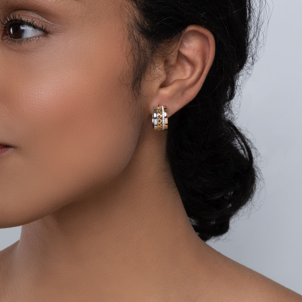 Birks Dare to Dream ® Diamond Huggie Earrings, Tri-Gold 450014670254